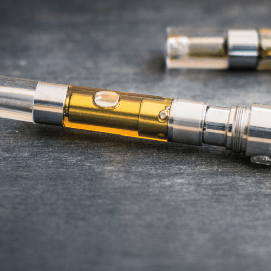 Cannabis extract oil in a vape for smoking